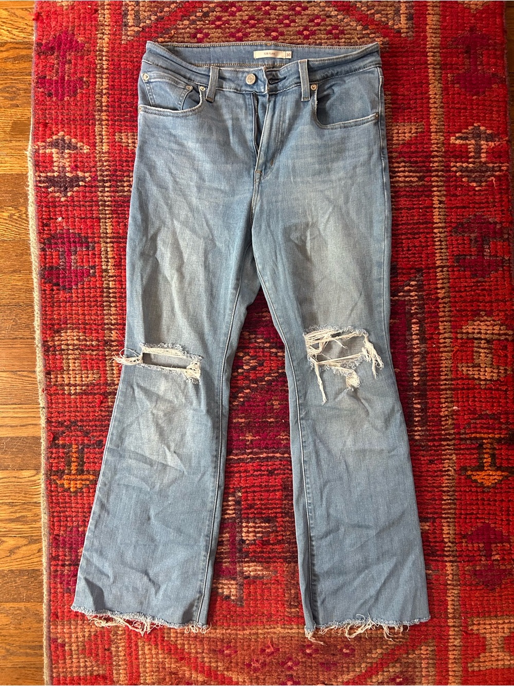 Levi's Light Blue Flared Ripped Jeans